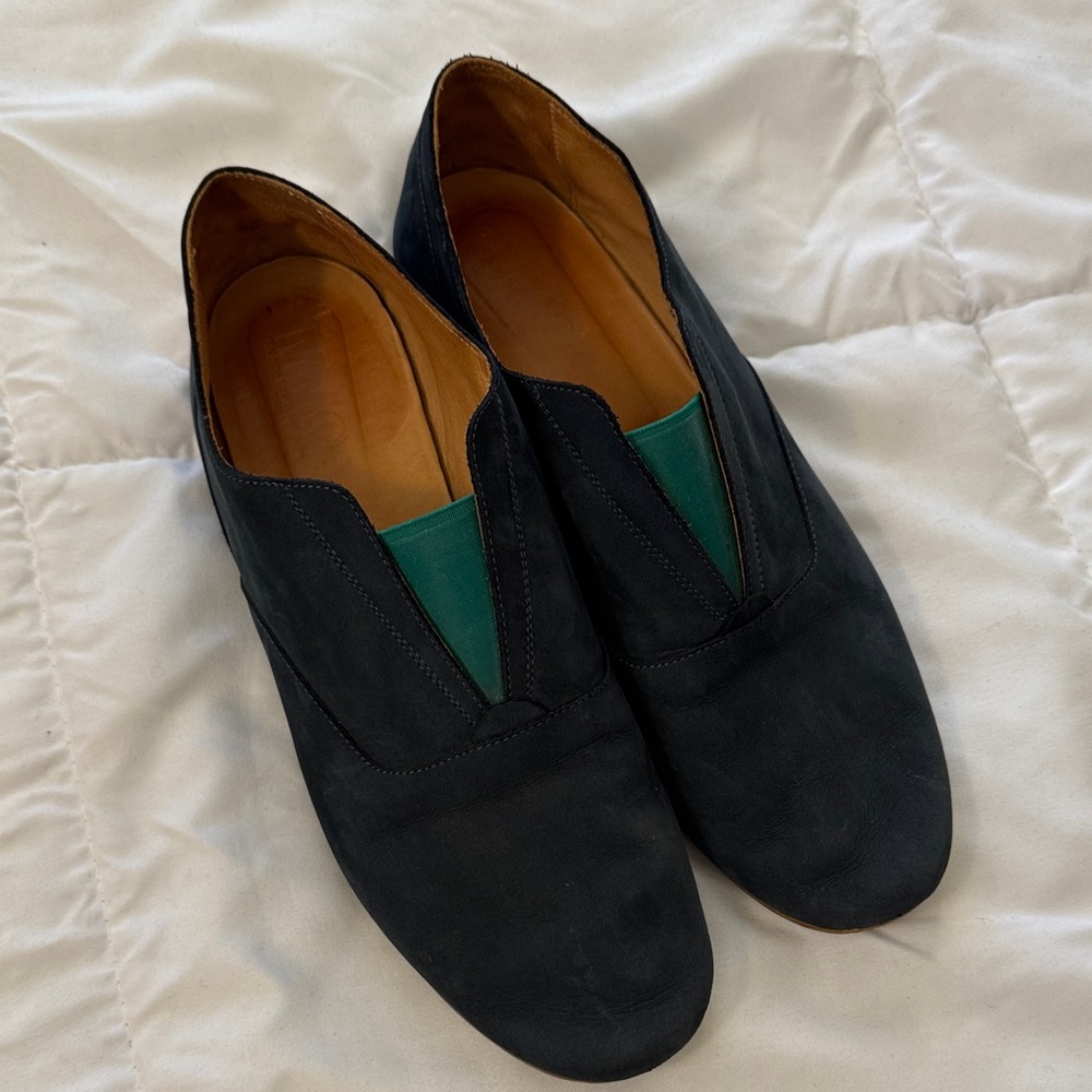 Maison Martin Margiela MM6 Nubuck Leather Blue and Green Loafers Sz 41